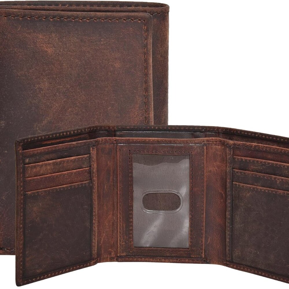 Real Leather Trifold Wallet for Men - RFID Wallets Slim 9 Credit Card Holder 2 I